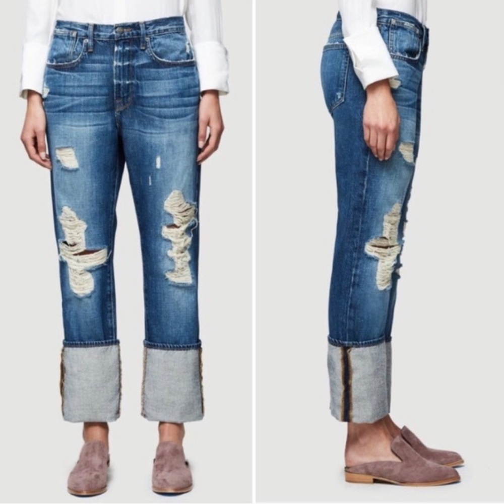 New Frame Denim Le Oversized Cuff Boyfriend Jeans